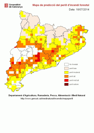 Quatre comarques gironines presenten un risc elevat d'incendis