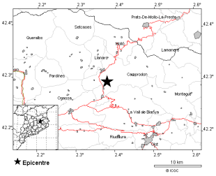 Registrat un terratrèmol de 2,5 graus de l'escala de Richter al Ripollès