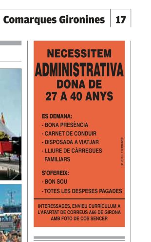 Treball multa amb 6.251 euros l'empresa de Girona que va posar un anunci sexista al diari