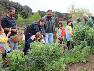 Un projecte uneix escolars i gent gran de Girona treballant junts a l'hort