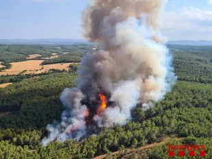 46 dotacions dels Bombers treballen en l'incendi a Ventalló que afecta 52 hectàrees