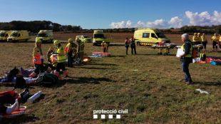 Simulacre d'accident d'aviació a l'Aeroport de Girona amb una quarantena de ferits i víctimes mortals