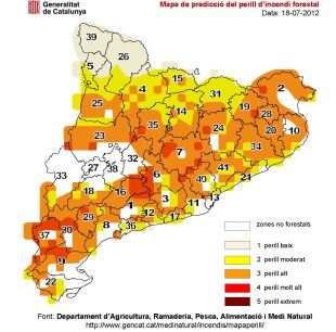 Es manté la prealerta per risc d'incendi a cinc comarques gironines