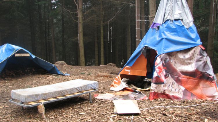 Imatge del campament instal·lat pels anti-MAT © ACN