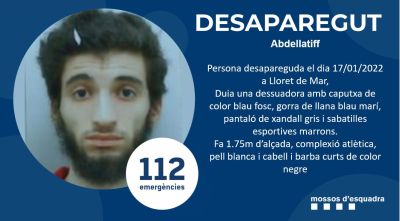 Desaparegut un jove de 20 anys a Lloret de Mar des de fa una setmana