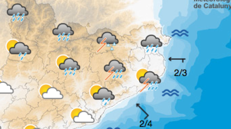 Mapa de previsió per demà a la tarda © Meteo.cat