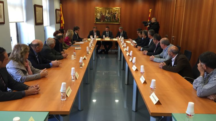El conseller de Territori, Santi Vila, aquest dimecres durant la reunió amb els alcaldes de la Cerdanya
