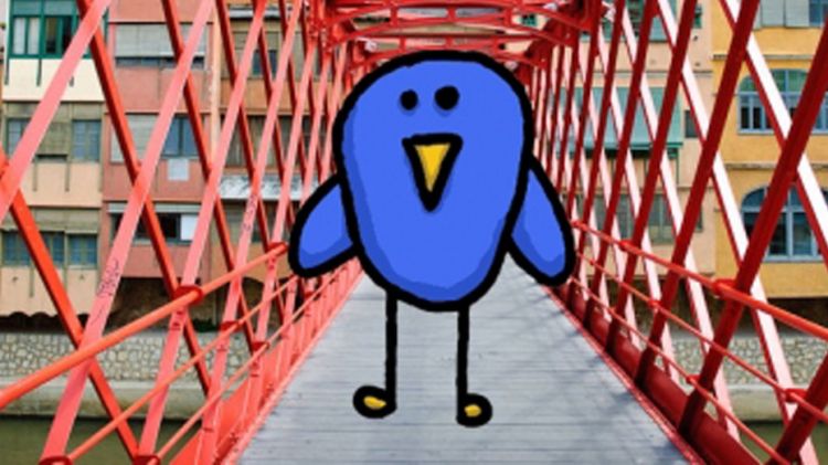 La mascota del concurs, un ocell en honor a les piulades ('tweets') de Twitter © ACN