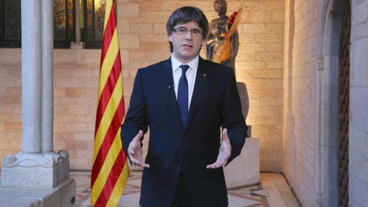 Carles Puigdemont, en un moment del discurs © Jordi Bedmar