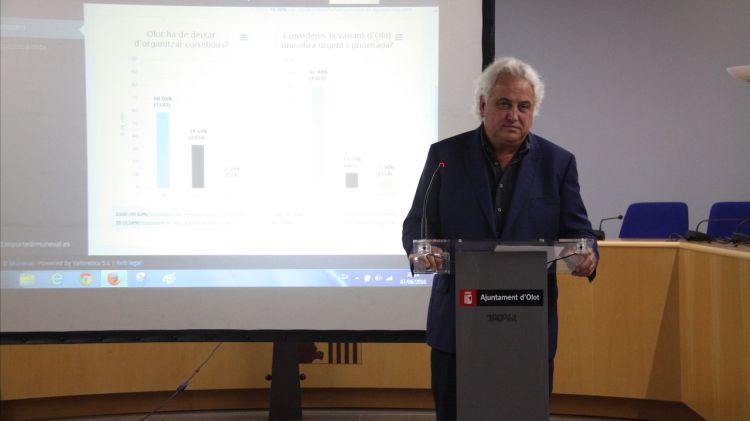L'alcalde d'Olot, Josep Maria Corominas, durant la valoració dels resultats de la consulta © ACN