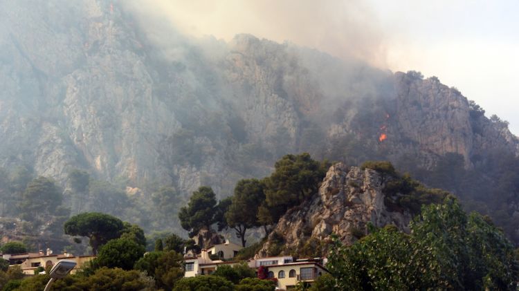 El foc declarat aquest divendres a la tarda a la zona de Rocamaura de l’Estartit © ACN
