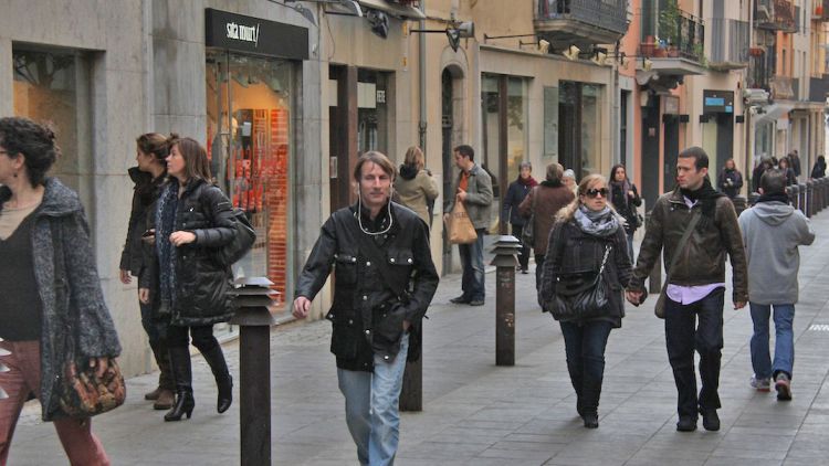 Eix comercial de Girona, aquest matí © ACN