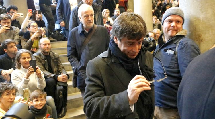 Carles Puigdemont, entrant al debat sobre Catalunya de la Universitat de Copenhaguen, abans d'ahir. ACN