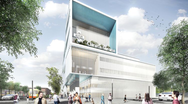 La façana de la nova Clínica Girona, que obrirà l'estiu del 2019. ACN