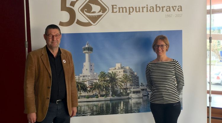 Un moment del balanç dels 50 anys d'Empuriabrava amb l'alcalde Salvi Güell a l'esquerra