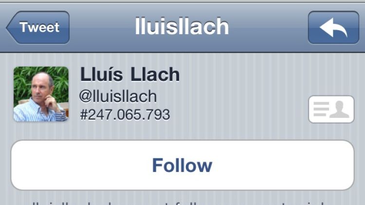 Aquest era el perfil de la compta del fals Lluís Llach © AG