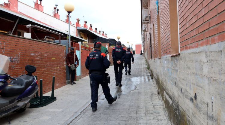 Agents dels Mossos d'Esquadra durant el dispositiu al barri del Culubret de Figueres