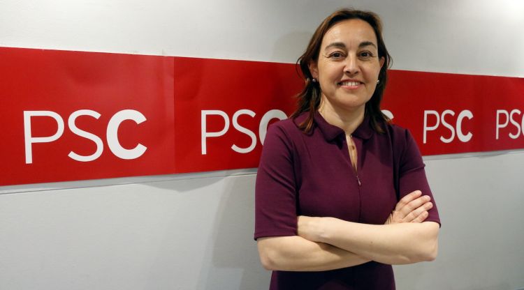 La cap de llista del PSC de Girona, Sílvia Paneque, avui a la seu del partit. ACN