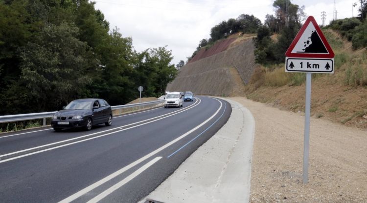 Les obres de millora de la carretera de la vergonya al seu pas per Bescanó. ACN