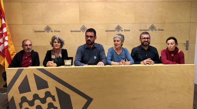 Els sis regidors electes de Guanyem Girona, aquest matí