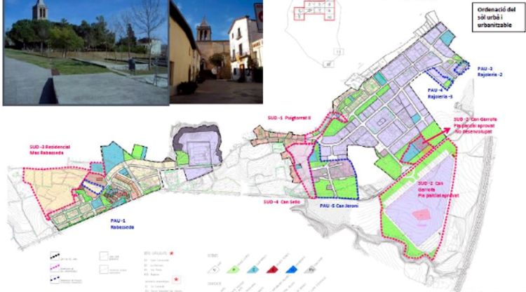 Imatge sobre l'ordenació del sòl urbà i urbanitzable que proposa el POUM d'Aiguaviva. Infografia