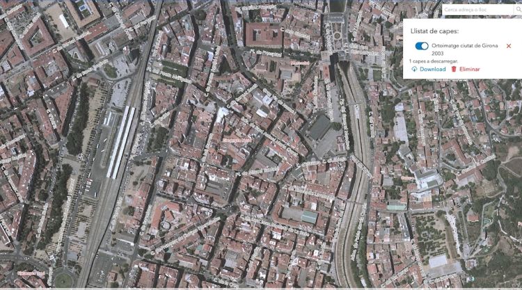 Vista de Girona el 2003 quan encara no s'havia construït l'estació del Tren d'Alta Velocitat