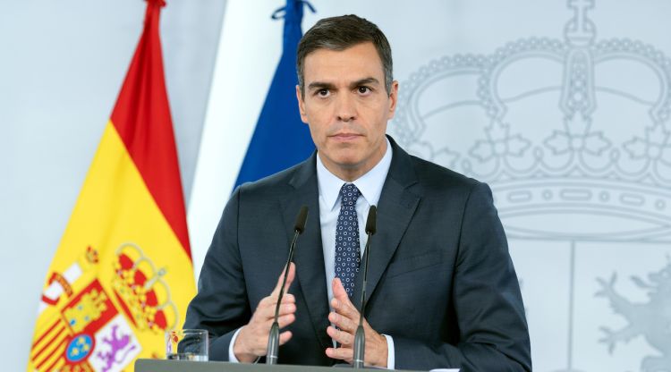 El president del govern espanyol, Pedro Sánchez, anunciant el nou decret d'estat d'alarma. ACN