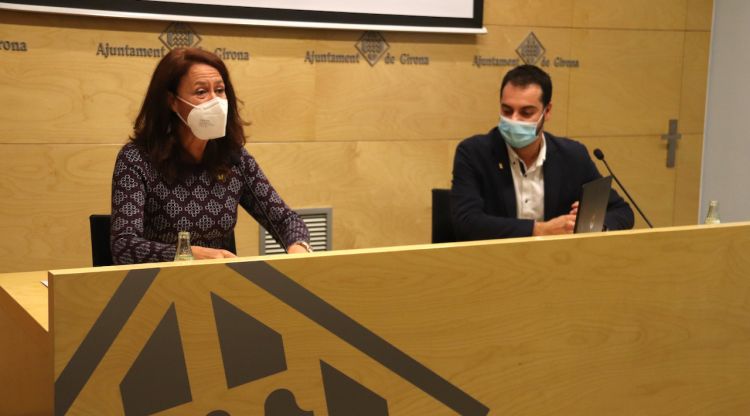 L'alcaldessa de Girona, Marta Madrenas, i el vicealcalde, Quim Ayats, aquest matí. ACN