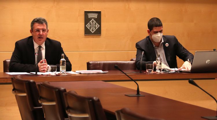 El president de la Diputació de Girona, Miquel Noguer, i el videpresident, Pau Presas, aquest matí. ACN