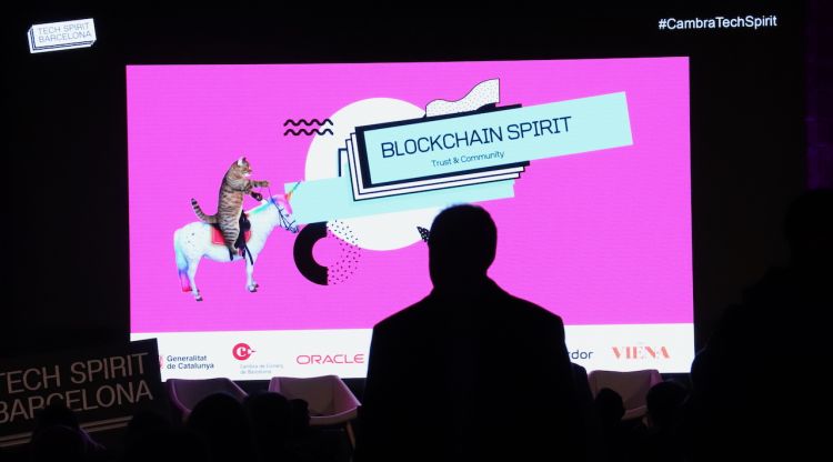 Un moment de la conferència Blockchain Spirit dins de l'esdeveniment Barcelona Tech Spirit el 27 de febrer del 2020 a la Llotja de Mar. ACN