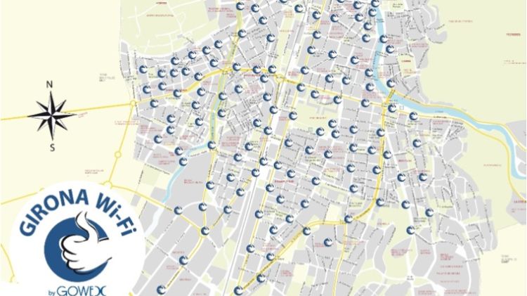 Actual mapa de cobertura de wi-fi gratuït a Girona (arxiu)