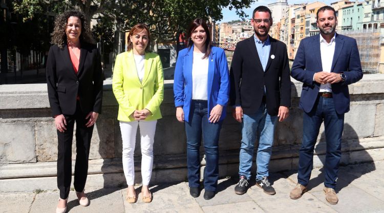 Els caps de llista: Camino Fernández (Cs); Sílvia Paneque (PSC); Gemma Geis (JxCat); Lluc Salellas (Guanyem Girona) i Quim Ayats (ERC). ACN