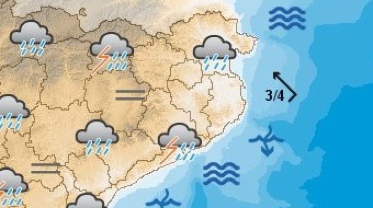 Predecció per demà del Servei Metereològic de Catalunya © AG