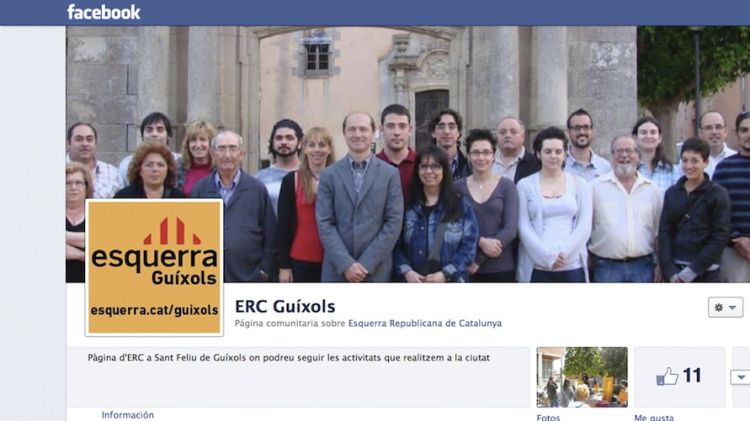 Captura de pantalla de les pàgines de Facebook i Twitter d'ERC de Sant Feliu de Guíxols