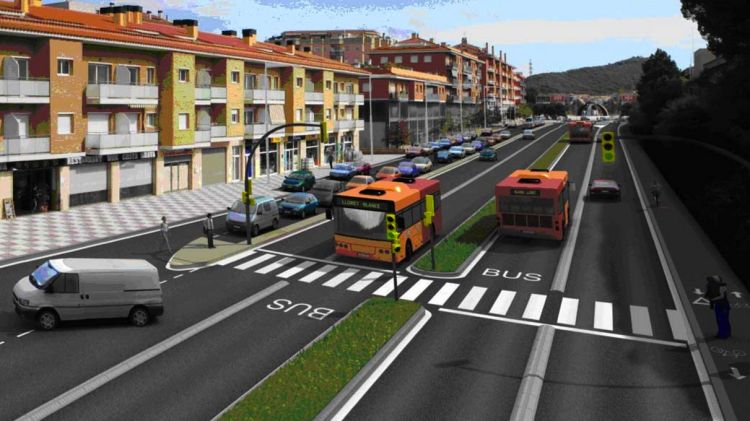 Imatge virtual del nou carril bus segregat entre Lloret i Blanes © ACN