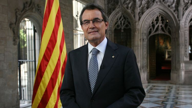 El president de la Generalitat, Artur Mas, enregistrant el missatge institucional
