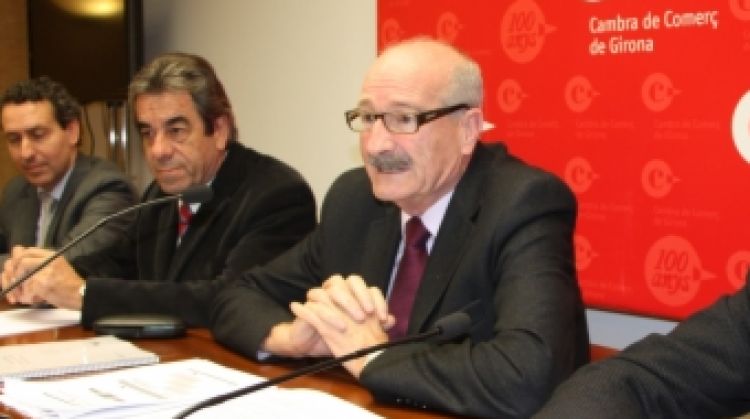 El president de la Cambra de Comerç de Girona, Domènec Espadalé, aquest matí a la seu © ACN