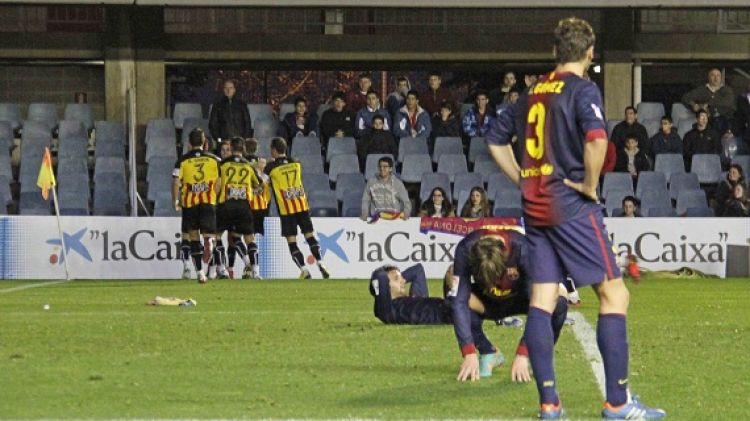 Els jugadors del Girona celebren el 4-4 © Cristina Guixeras/LaJornada.cat
