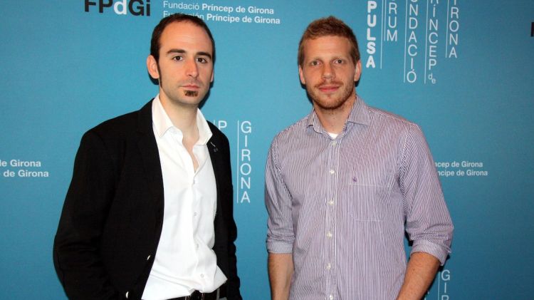 Jonàs Sala, cofundador de Verkami, i Sergi Figueres, cofundador de Worldcoo, al Fòrum Impulsa © ACN