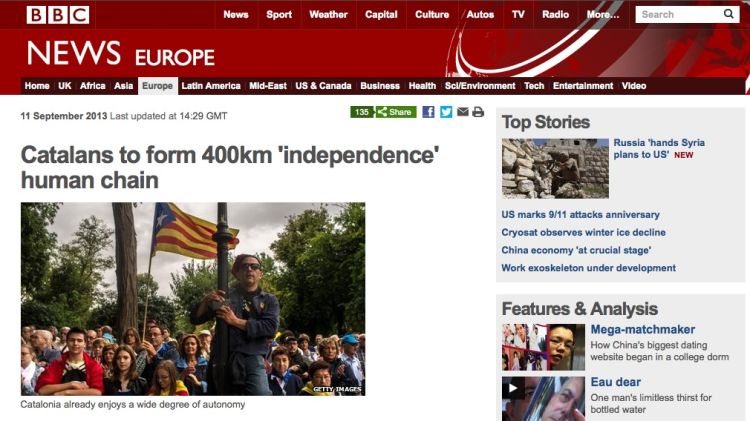 La BBC fent-se ressò de la Via Catalana