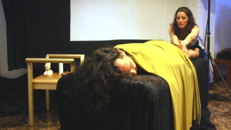 Durant la presentació del 'Gerunda Fuga' s'ha fet una petita demostració de com serà aquest massatge d'autor © ACN