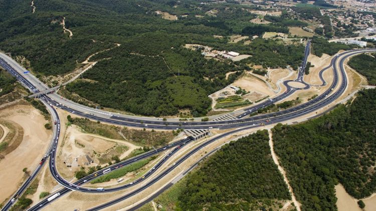 Autopista C-32 en el seu tram que limita la província de Girona amb Barcelona (arxiu)